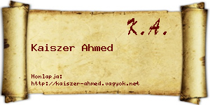 Kaiszer Ahmed névjegykártya